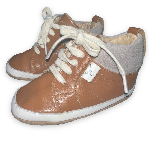 Little Love Bug Brown Leather Lace Up Baby Shoes Size 6 Handmade Baby Shoes - Picture 7 of 7